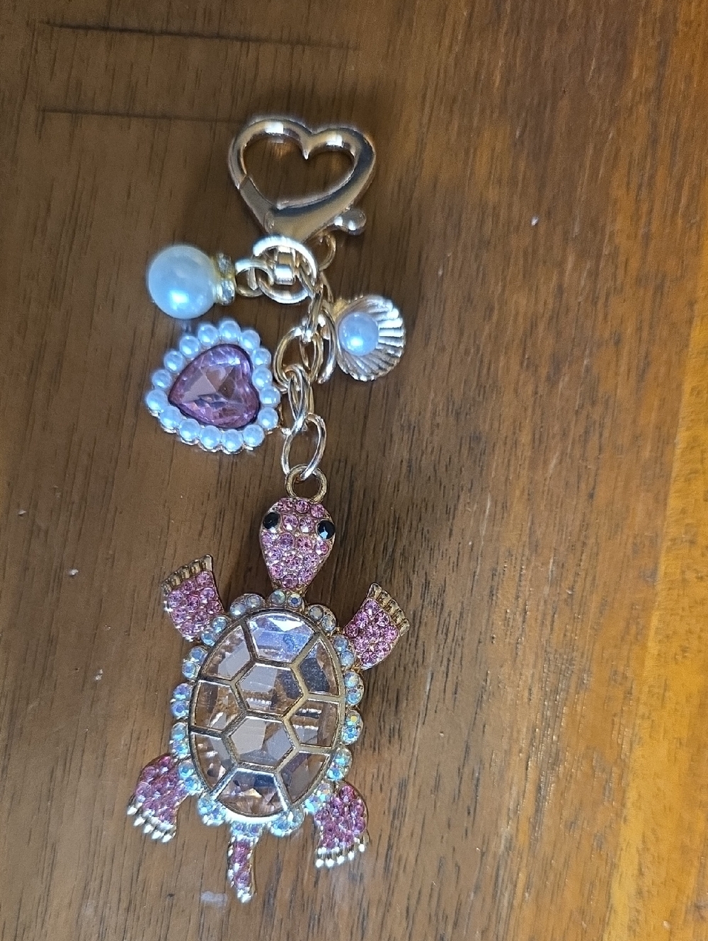 Pink Crystal Turtle Bag Charm/ Keychain